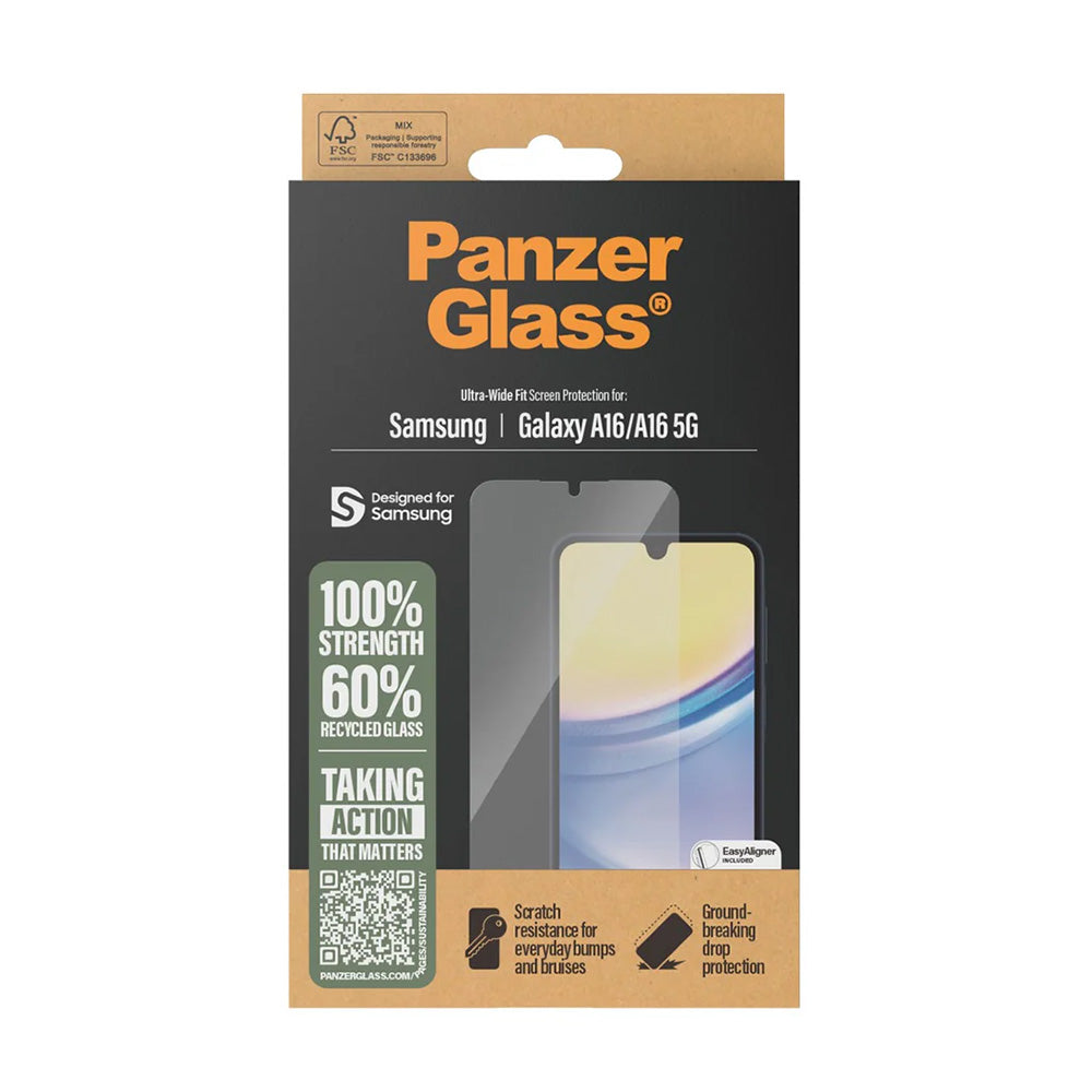 Schutzfolie PanzerGlass Ultra-Wide Fit EasyAligner für Samsung Galaxy A17 4G / A17 5G, gehärtetes Glas, Vollverklebung