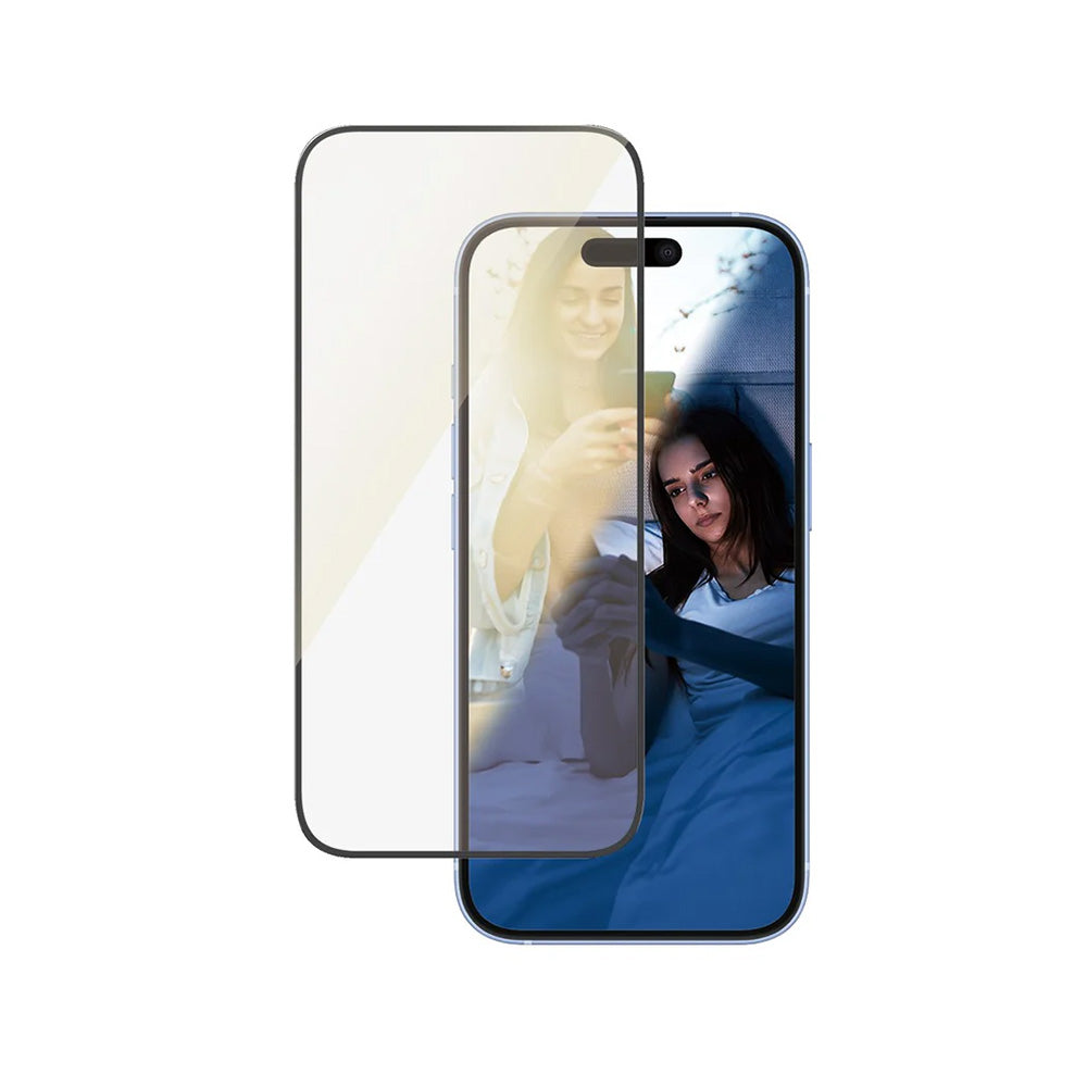Film de protection d'écran PanzerGlass Ultra-Wide Fit EyeCare pour Apple iPhone 16 / 15, Verre Trempé, Full Glue, Noir