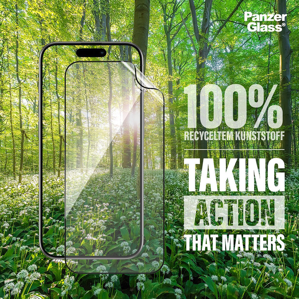 Film de protection d'écran PanzerGlass Ultra-Wide Fit EyeCare pour Apple iPhone 16 / 15, Verre Trempé, Full Glue, Noir