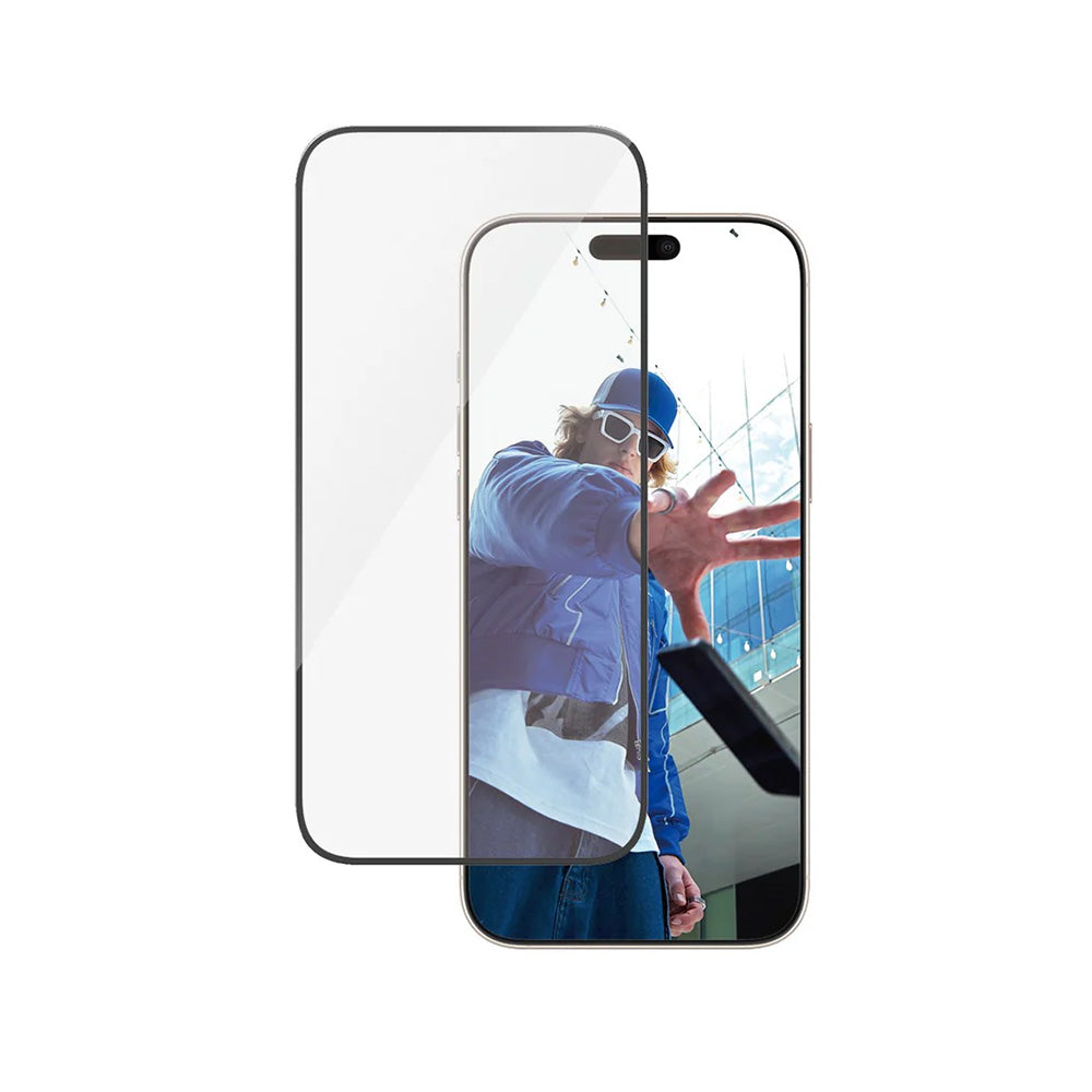 Film de protection d'écran PanzerGlass Ultra-Wide Fit pour Apple iPhone 16 Pro Max, Verre Trempé, Full Glue, Noir