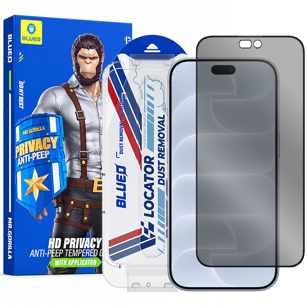Film de protection d’écran Privacy Blueo Anti-Peep Applicator Pro pour Apple iPhone 18 Pro, verre trempé, adhésif intégral