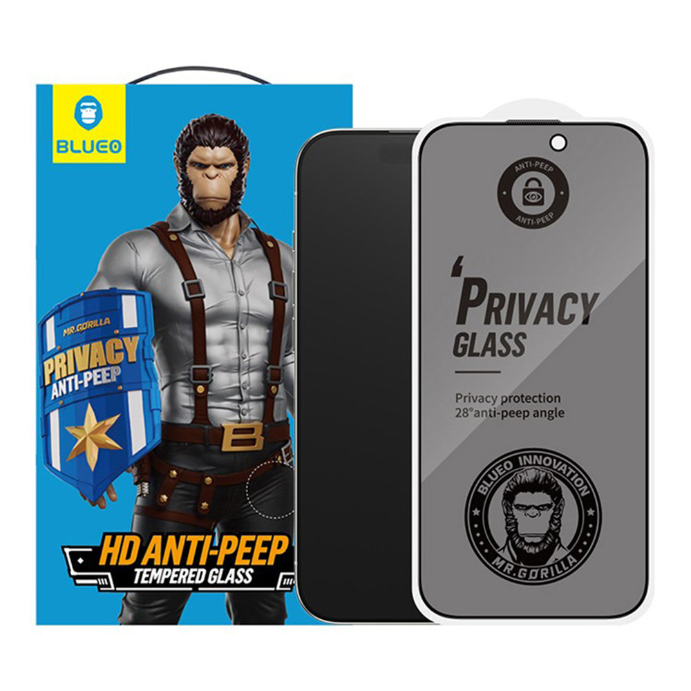 Film de protection écran Privacy Blueo Anti-Peep pour Apple iPhone 17 Pro / 17 / 16 Pro, Verre Trempé, Full Glue, Lot de 5 pièces