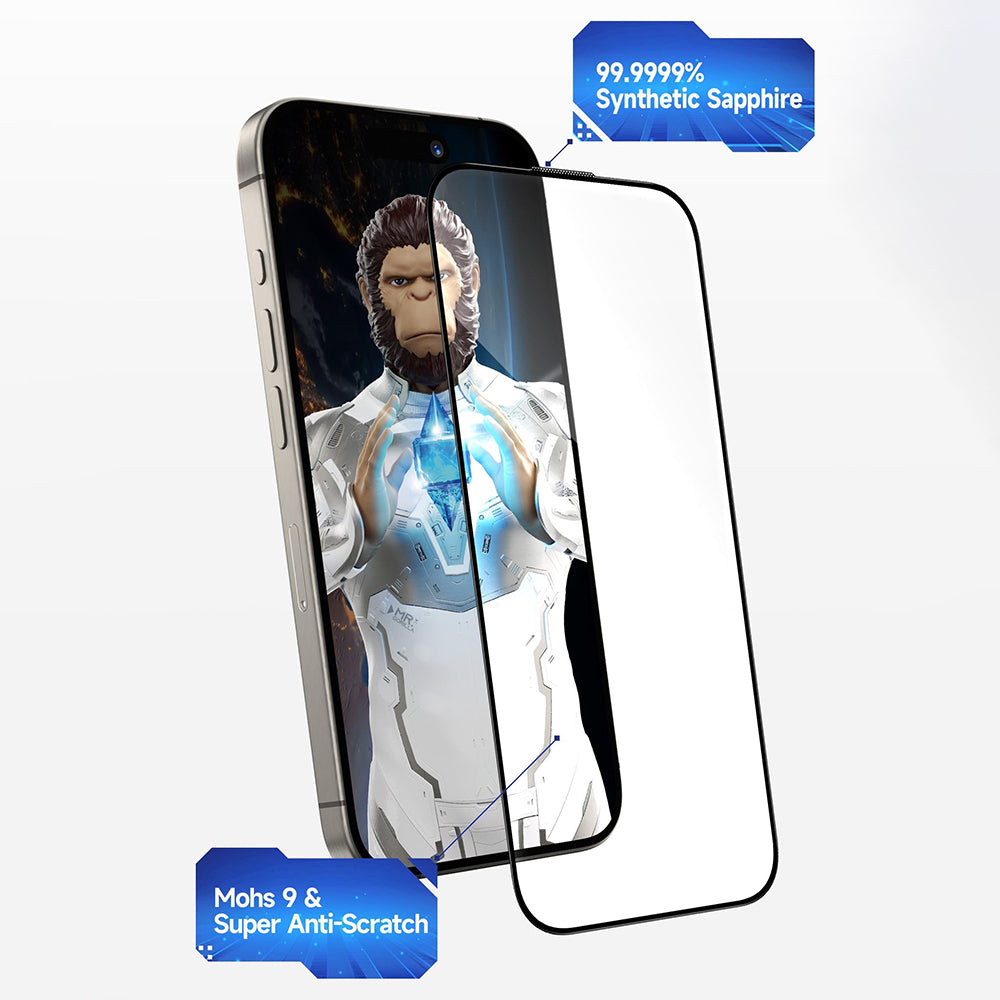 Schutzfolie Privacy Blueo Sapphire Applicator Pro für Apple iPhone 17 Pro / 17 / 16 Pro, Gehärtetes Glas, Vollverklebung