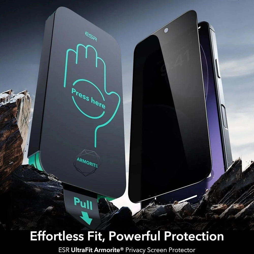 Film de protection Écran Privacy ESR Armorite UltraFit pour Apple iPhone 17 Air, Verre Trempé, Full Glue, Set de 3 pièces