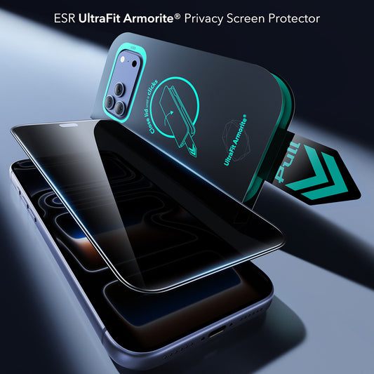 Privacy-Schutzfolie ESR Armorite UltraFit für Apple iPhone 18 Pro, gehärtetes Glas, Full Glue, 2er-Set