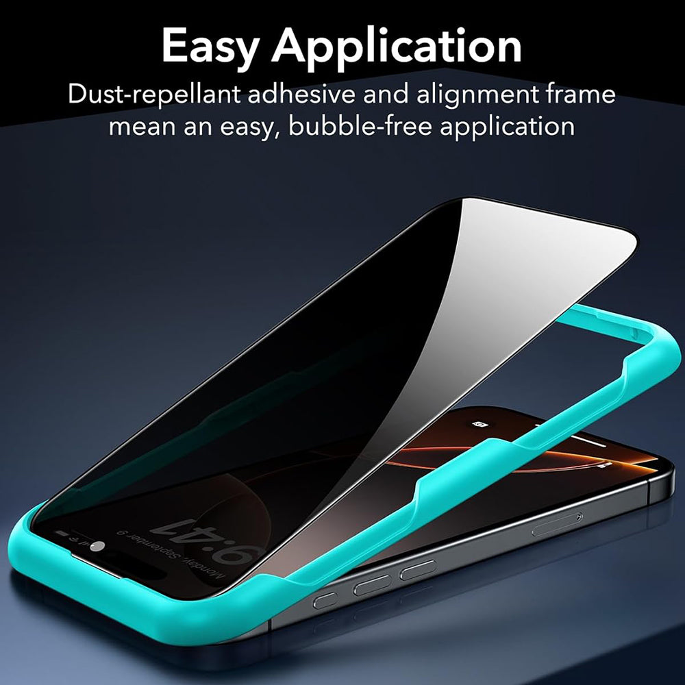 Film de protection Écran Privacy ESR pour Apple iPhone 17 / 16 Pro, Verre Trempé, Full Glue, Lot de 3 pièces