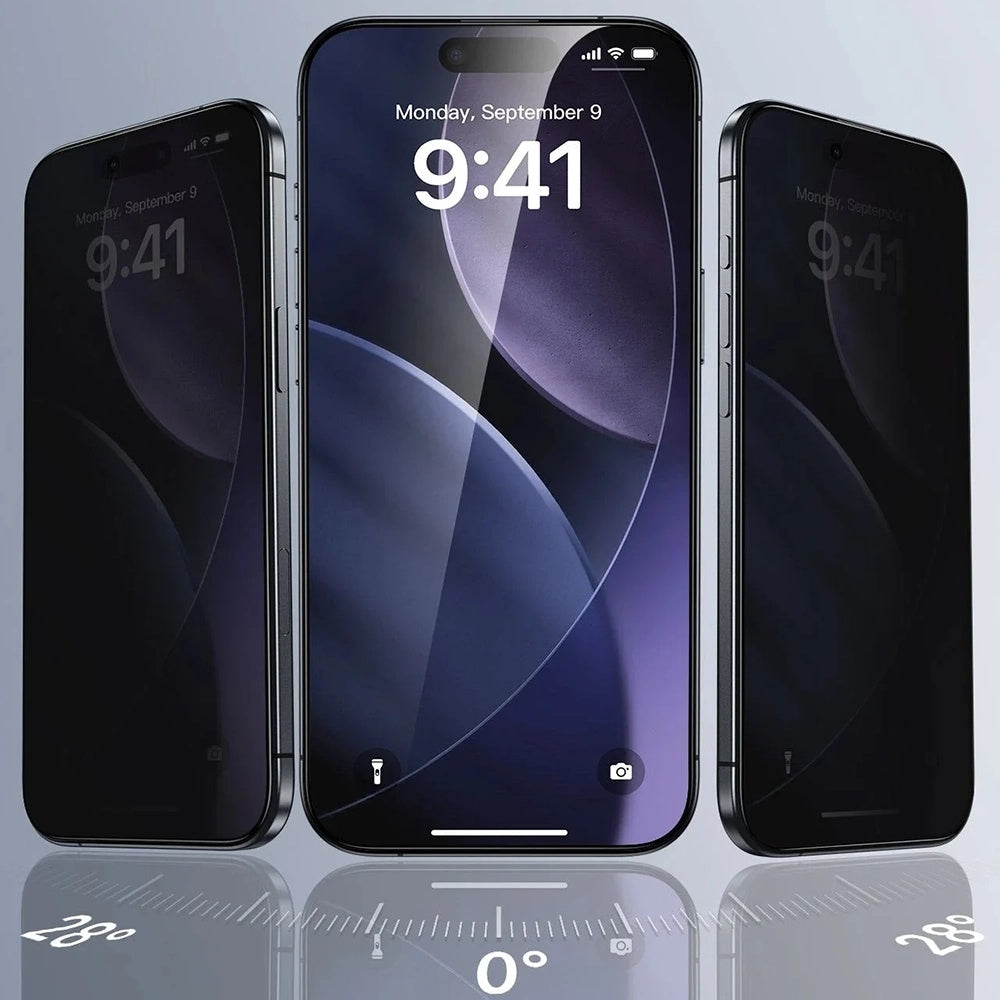 Film de protection Écran Privacy ESR UltraFit pour Apple iPhone 17 / 16 Pro, Verre Trempé, Full Glue, Set de 3 pièces