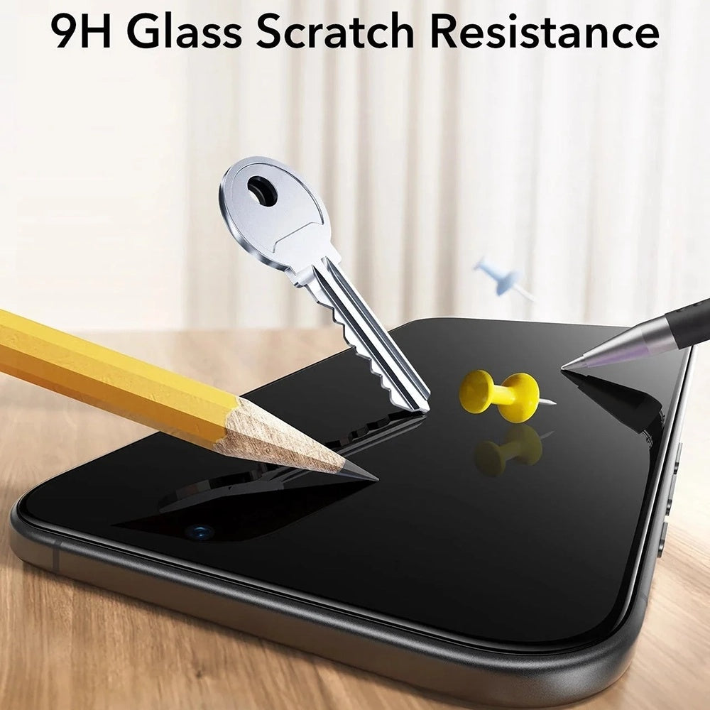 Film de protection Écran Privacy ESR UltraFit pour Apple iPhone 17 / 16 Pro, Verre Trempé, Full Glue, Set de 3 pièces