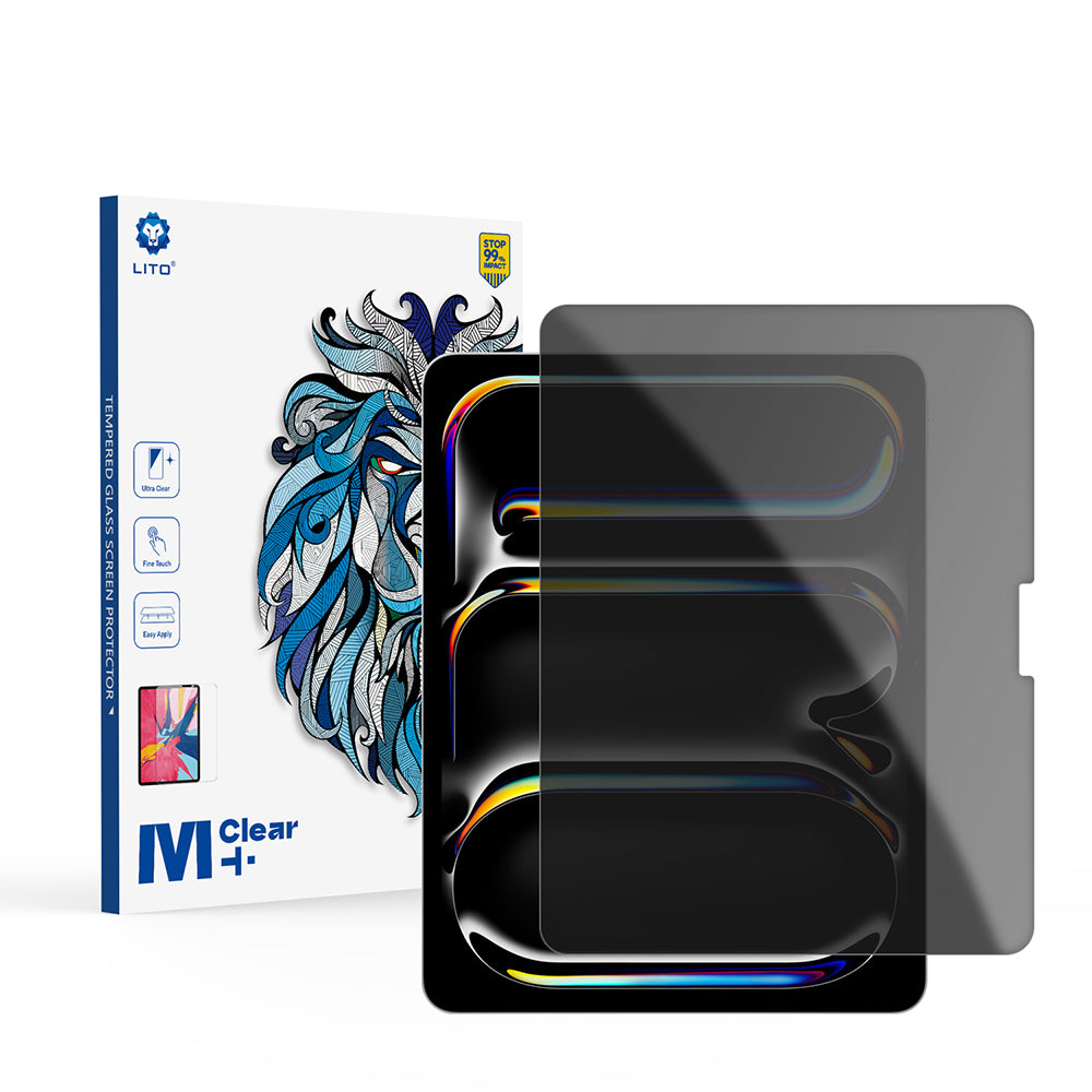 Film de protection écran Privacy Lito Classic pour Apple iPad Air 13 (2026) / Pro 13 (2025), Verre trempé, Full Glue, 2.5D