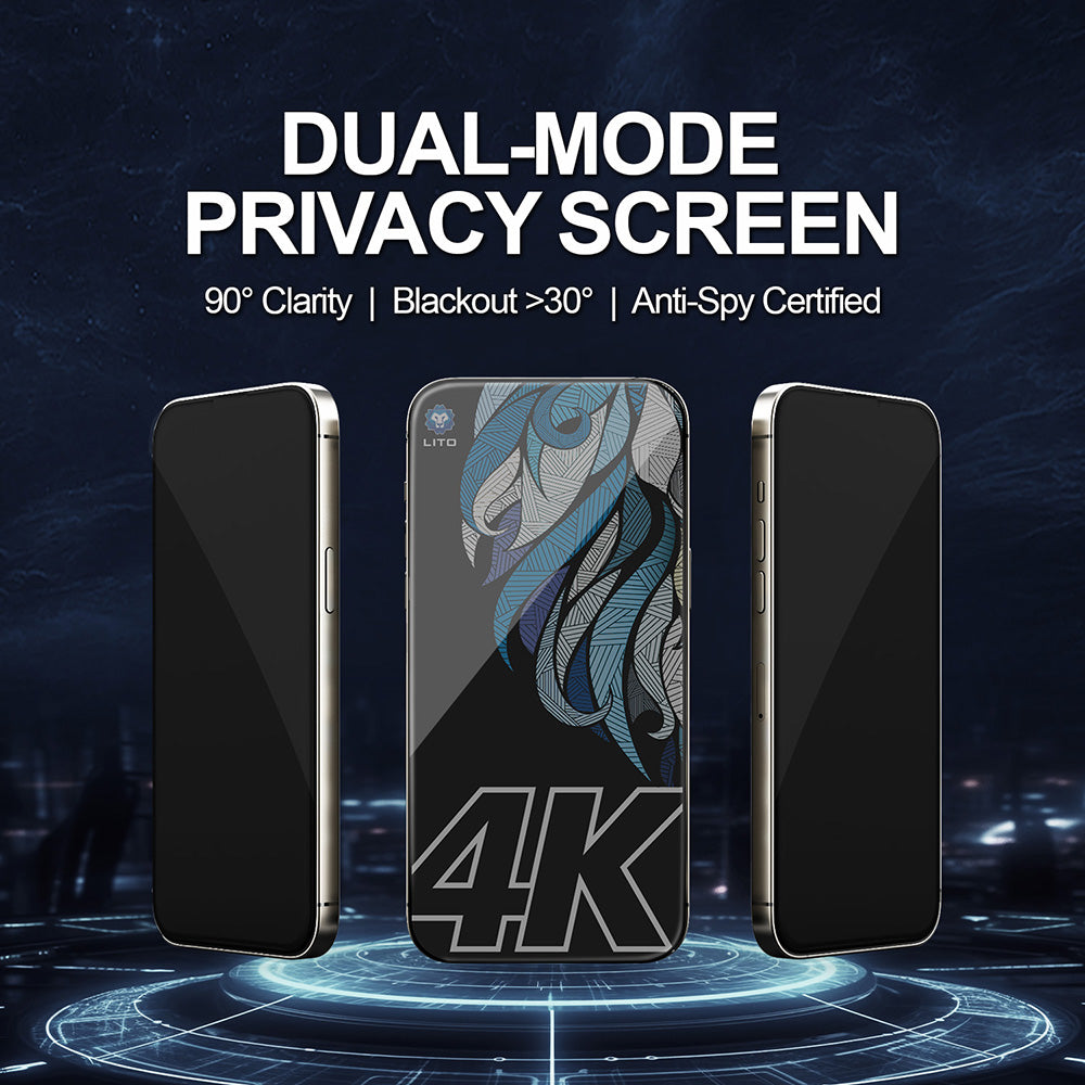 Film de protection Écran Privacy Lito D+ Max 4K pour Apple iPhone 17 / 16 Pro, Verre Trempé, Full Glue