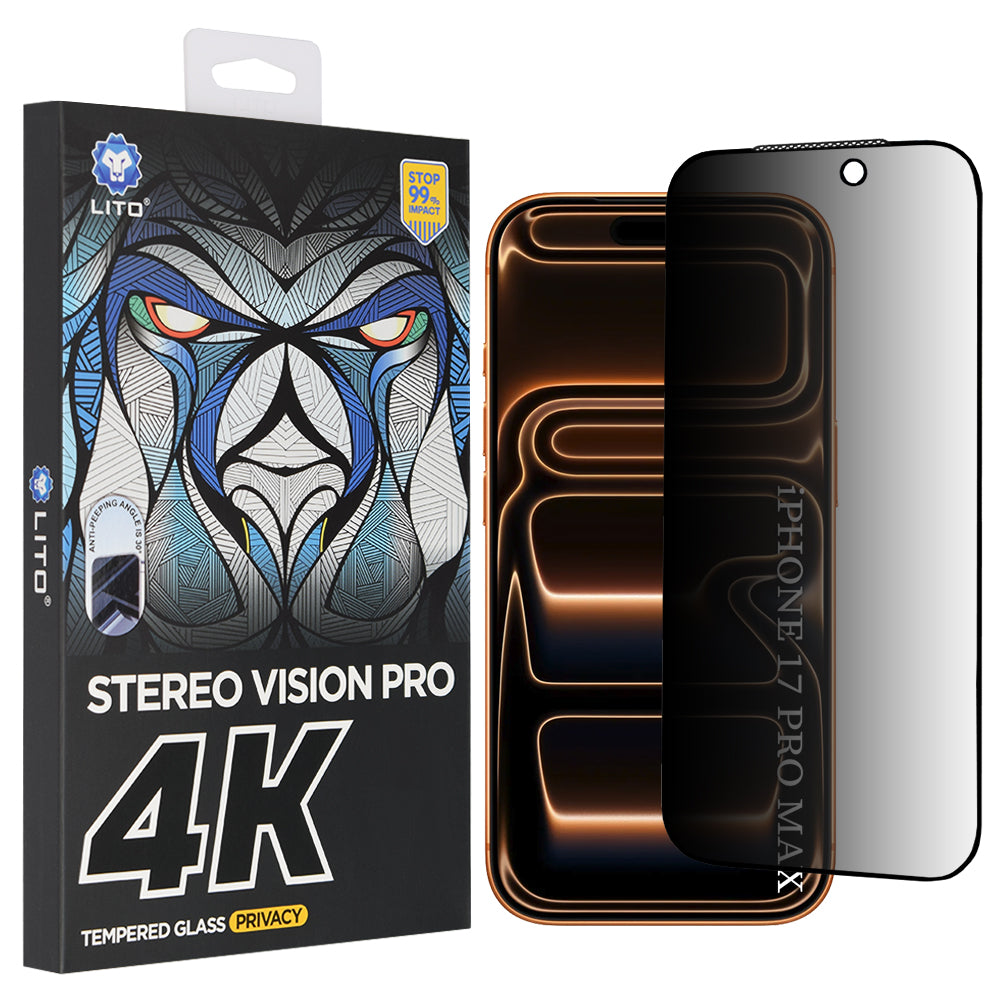 Film de protection Écran Privacy Lito D+ Max 4K pour Apple iPhone 17 Pro Max, Verre Trempé, Full Glue