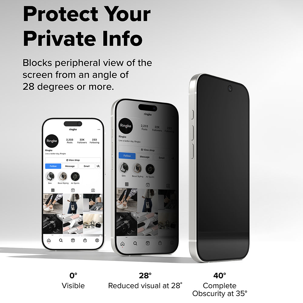 Film de protection d'écran Privacy Ringke Easy Slide pour Apple iPhone 17, Verre trempé, Collage complet, Lot de 2 pièces
