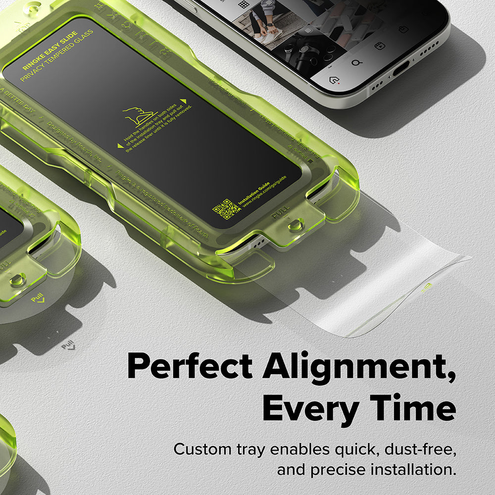 Film de protection d'écran Privacy Ringke Easy Slide pour Apple iPhone 17, Verre trempé, Collage complet, Lot de 2 pièces