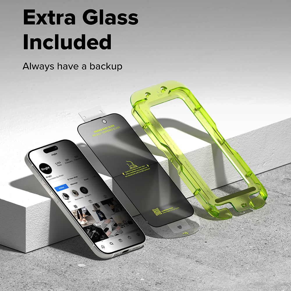 Film de protection d'écran Privacy Ringke Easy Slide pour Apple iPhone 17, Verre trempé, Collage complet, Lot de 2 pièces
