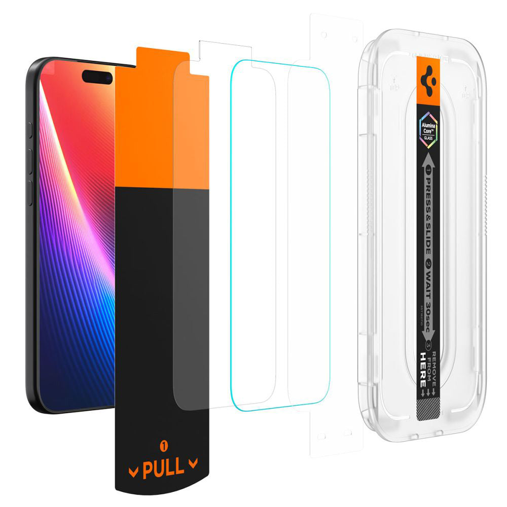 Film de protection écran Privacy Spigen GlastR EZ FIT Pro pour Apple iPhone 17 Pro / 17 / 16 Pro, Verre Trempé, Full Glue AGL10098