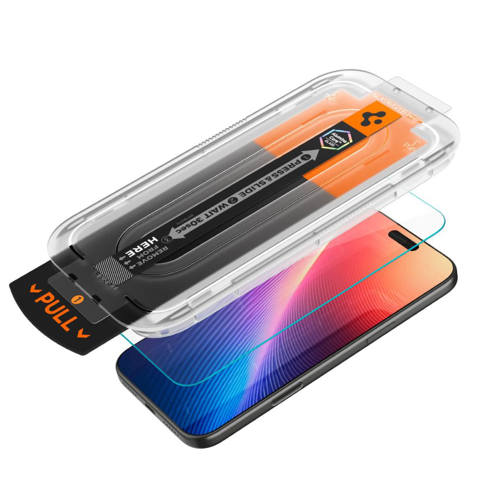 Film de protection écran Privacy Spigen GlastR EZ FIT Pro pour Apple iPhone 17 Pro / 17 / 16 Pro, Verre Trempé, Full Glue AGL10098