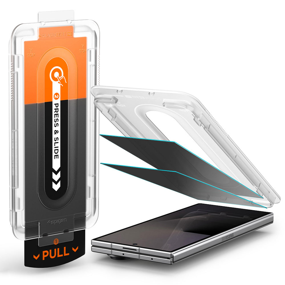 Film de protection écran extérieur Privacy Spigen GlastR EZ FIT Pro pour Samsung Galaxy Z Fold8 Ultra F976, Verre trempé, Collage complet, Set de 2 pièces