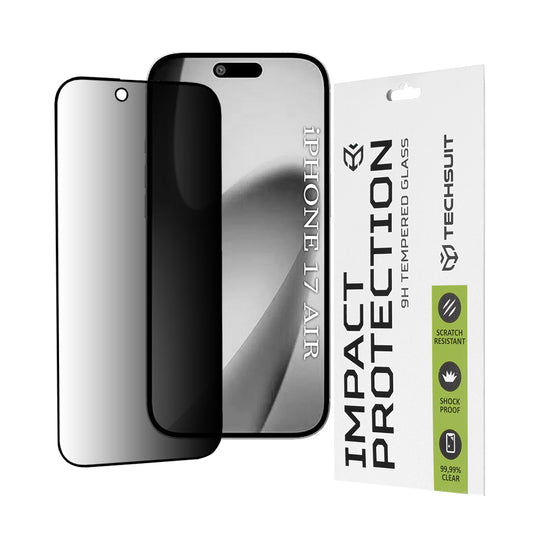 Film de protection écran Privacy Techsuit pour Apple iPhone 17 Air, Verre Trempé, Full Glue, 111D
