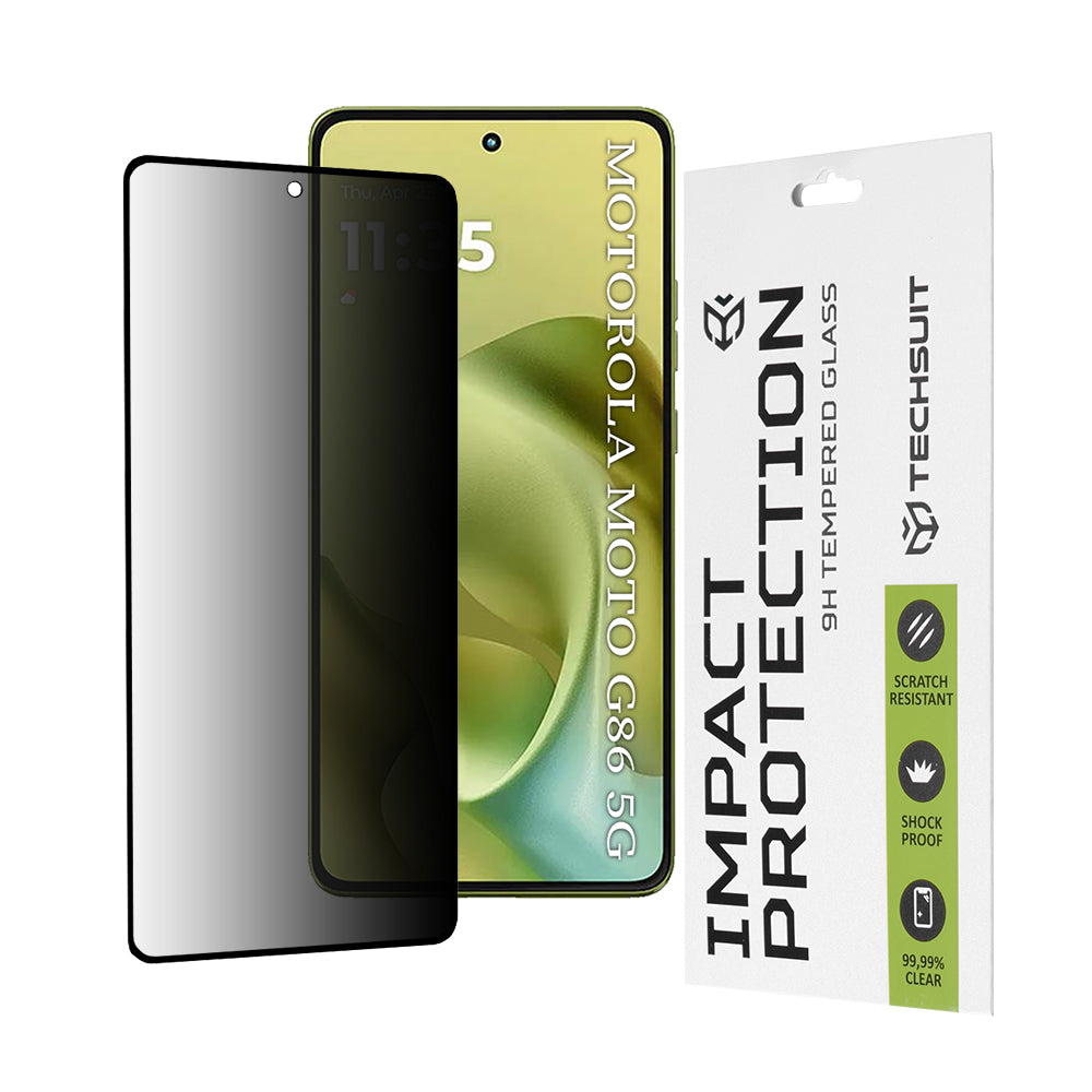 Privacy Techsuit Displayschutzfolie für Motorola Moto G86, gehärtetes Glas, Full Glue, 111D