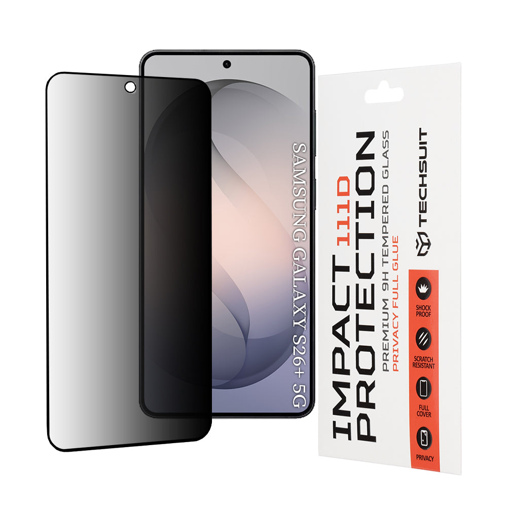 Film de protection écran Privacy Techsuit pour Samsung Galaxy S26 Plus S947, Verre Trempé, Full Glue, 111D