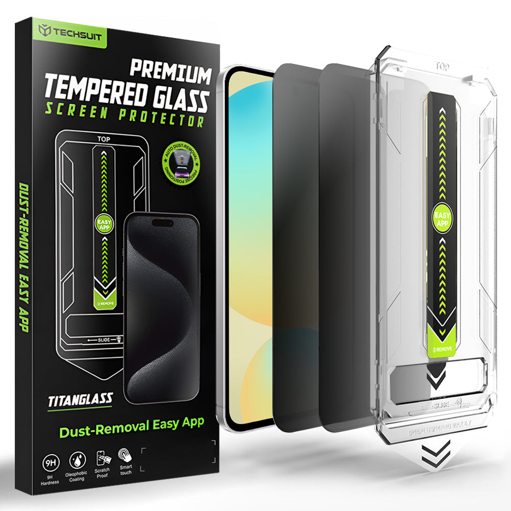 Privacy-Schutzfolie Techsuit TitanGlass CrystalHD für Samsung Galaxy S24 FE S721, Sicherheitsglas, Vollklebung, 2er-Set