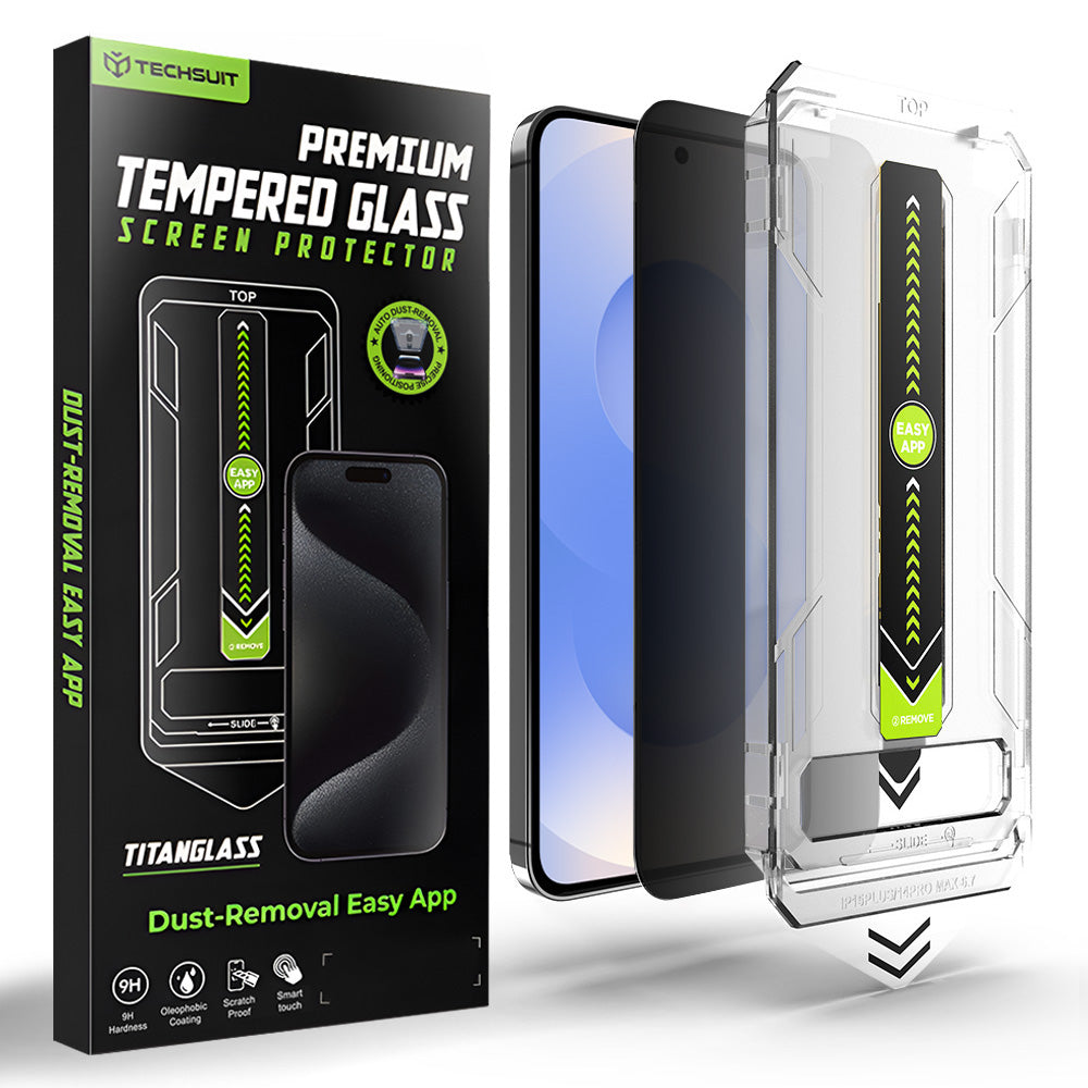 Film de protection écran Privacy Techsuit TitanGlass CrystalHD pour Samsung Galaxy S26, Verre Trempé, Full Glue