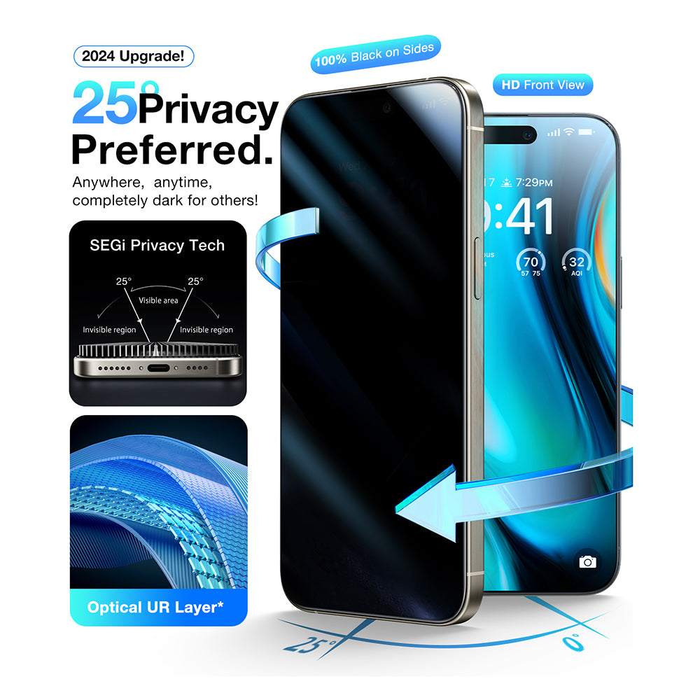 Torras GlassGo Install Master Privacy Screen Protector for Apple iPhone 17 Pro, Tempered Glass, Full Glue
