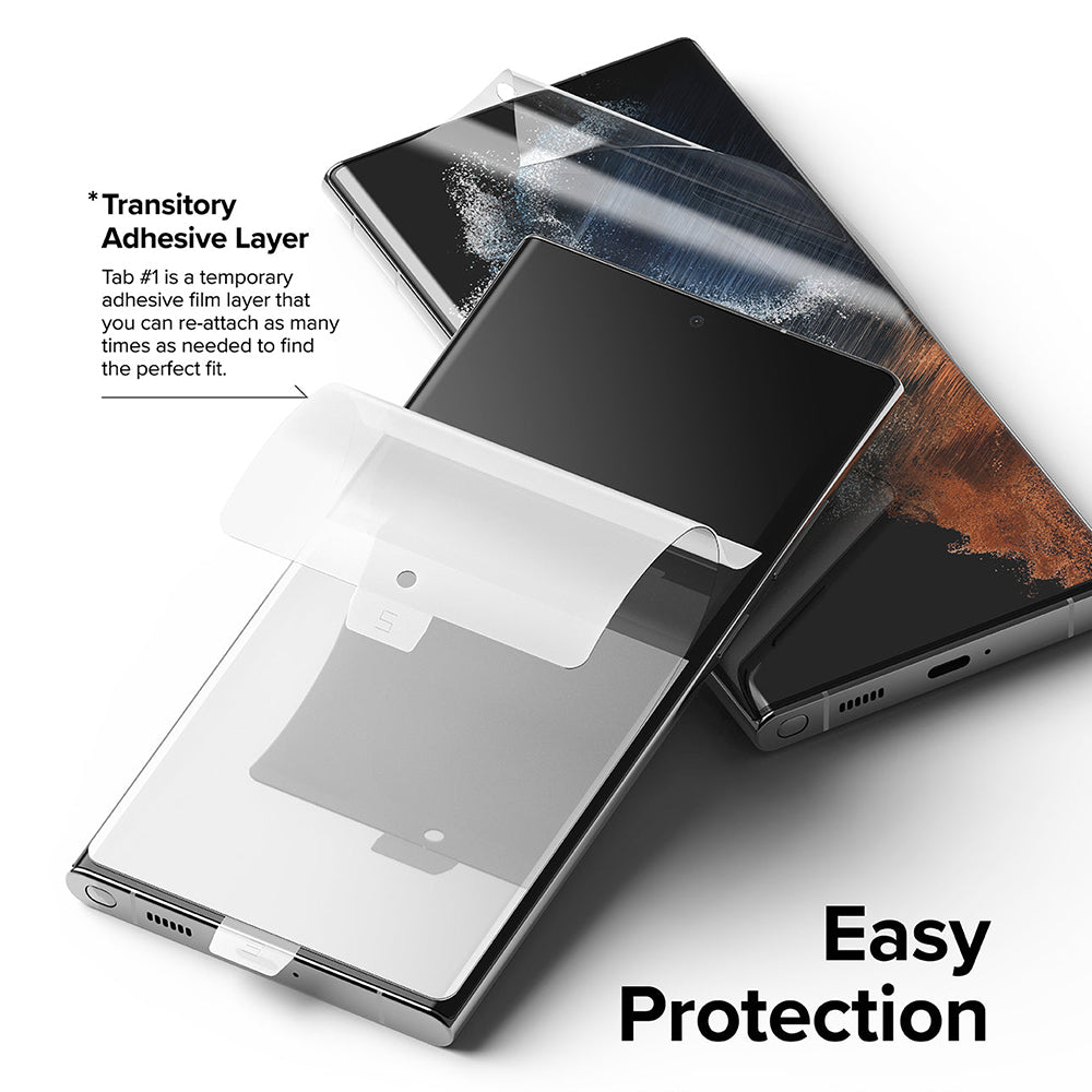 Schutzfolie Ringke Dual Easy für Samsung Galaxy S22 Ultra 5G S908, Kunststoff, Set 2 Stück