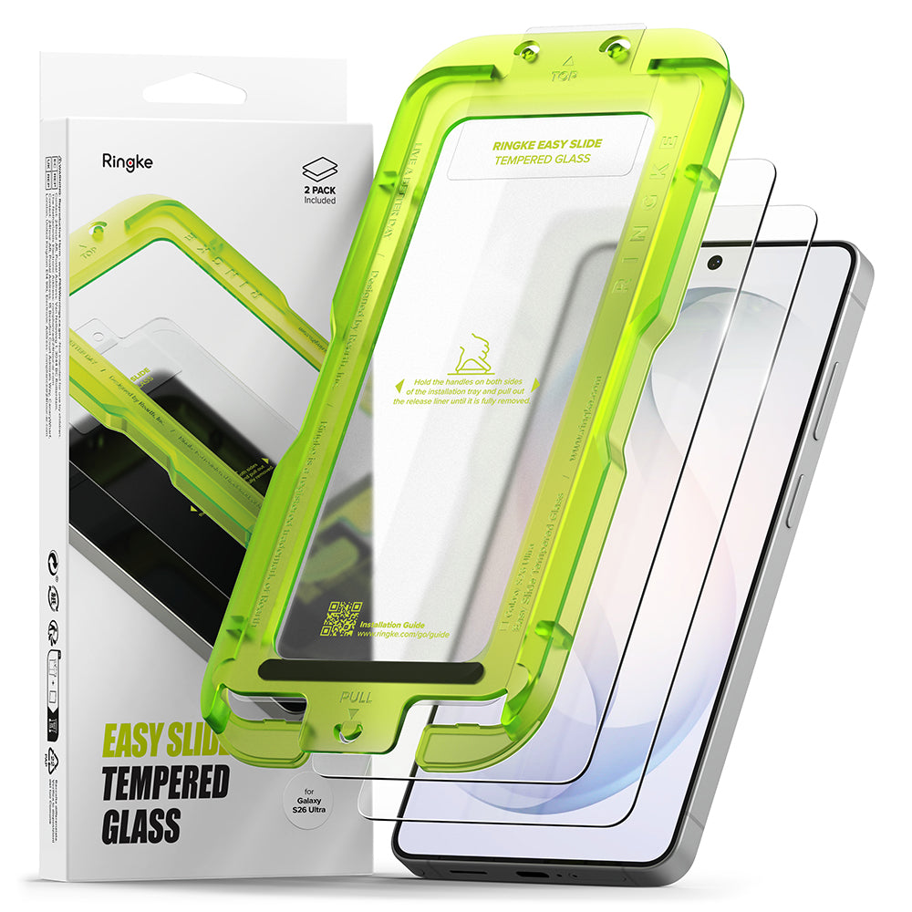 Film de protection d'écran Ringke Easy Slide pour Samsung Galaxy S26 Ultra S948, Verre Trempé, Full Glue, Lot de 2 pièces