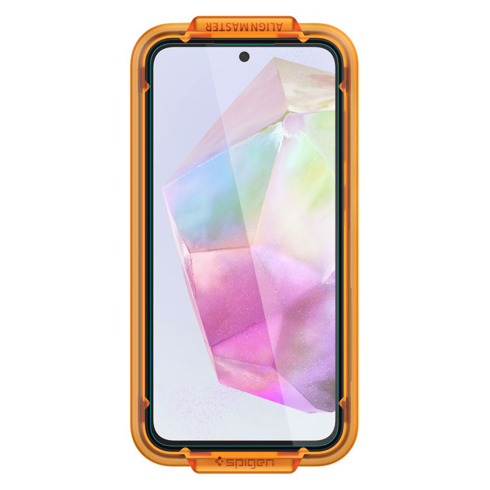 Film de protection écran Spigen GlastR Align Master pour Samsung Galaxy M35 / A35 5G A356, Verre Trempé, Full Glue, Set 2 pièces AGL07772