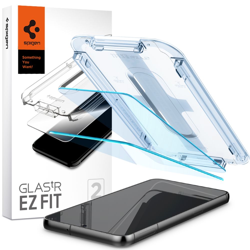 Film de protection écran Spigen GlastR EZ FIT pour Samsung Galaxy S23 S911, Verre Trempé, Full Glue, Set 2 pièces AGL05958