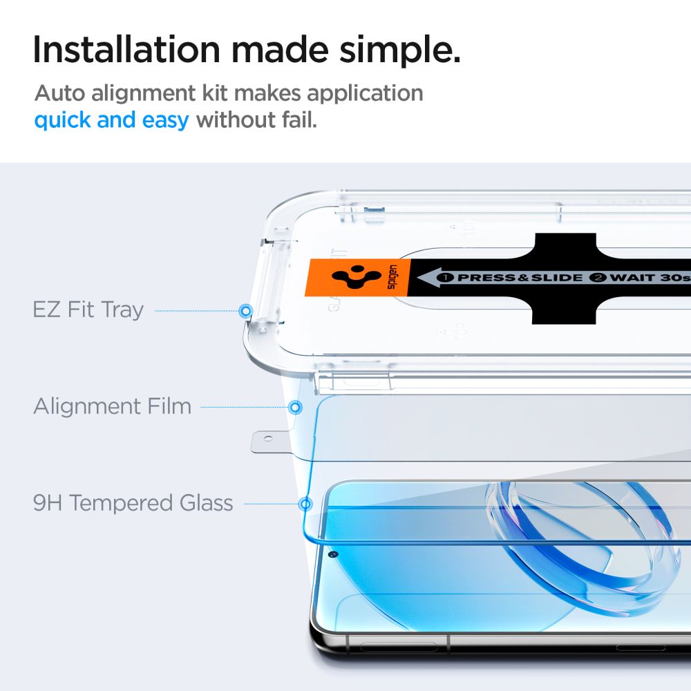 Film de protection écran Spigen GlastR EZ FIT pour Samsung Galaxy S23 S911, Verre Trempé, Full Glue, Set 2 pièces AGL05958