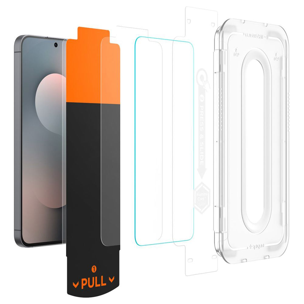 Film de protection écran Spigen GlastR EZ FIT Pro HD pour Samsung Galaxy S25 FE, Verre Trempé, Full Glue, Set 2 pièces AGL10202