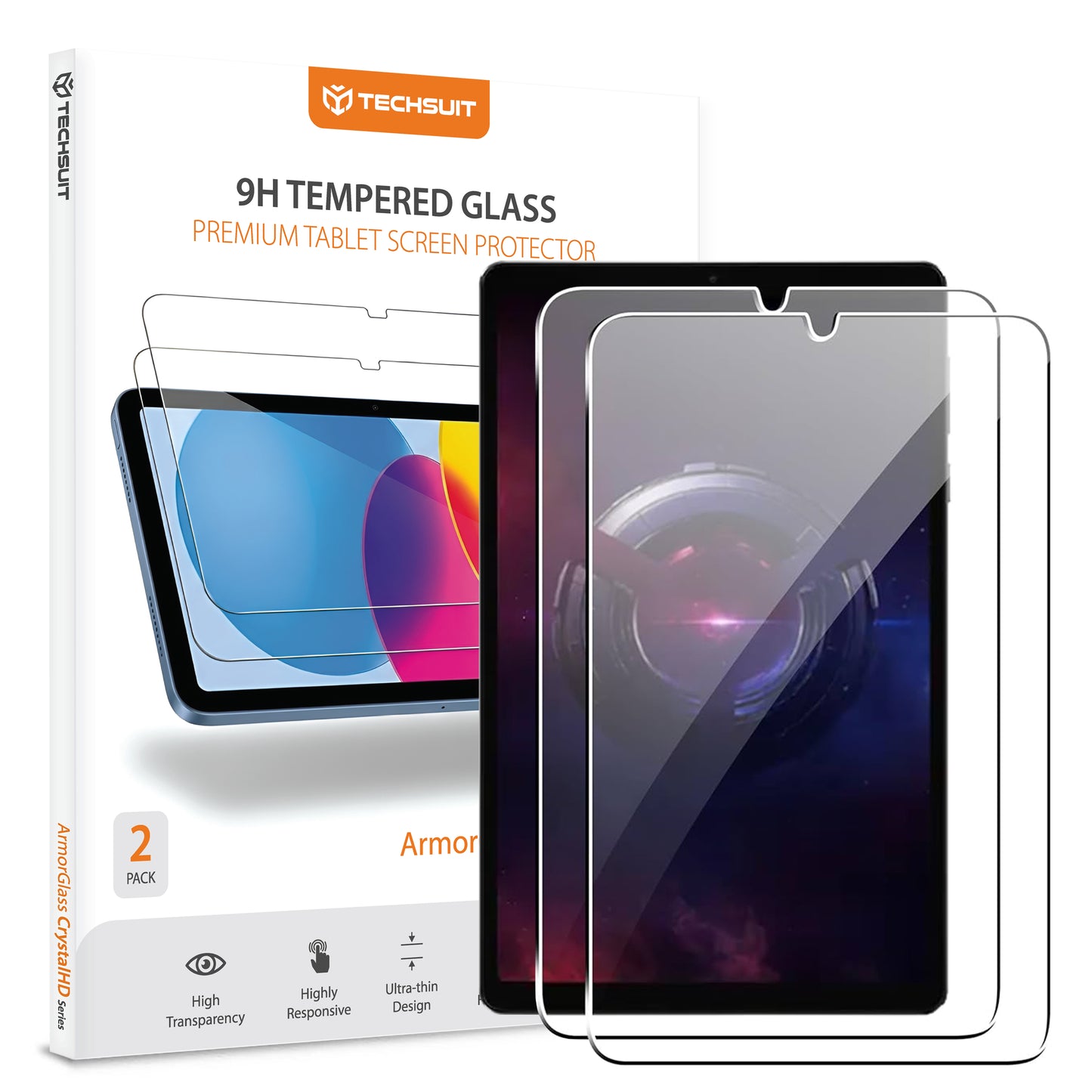 Film de protection d'écran Techsuit ArmorGlass CrystalHD pour Lenovo Legion Y700 (2025), Verre Trempé, Full Glue, Lot de 2 pièces