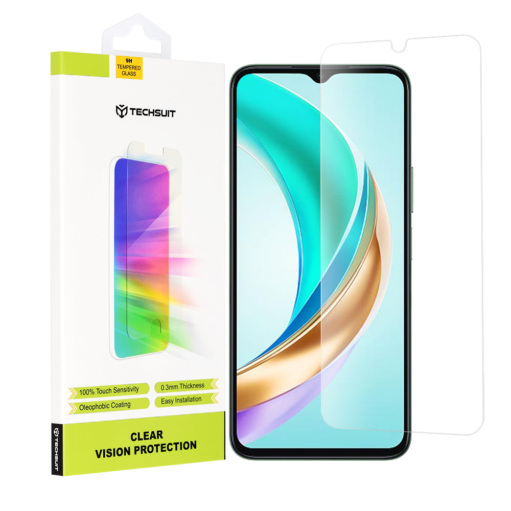 Film de protection d'écran Techsuit Clear Vision pour Honor X6b, Verre Trempé, Full Glue