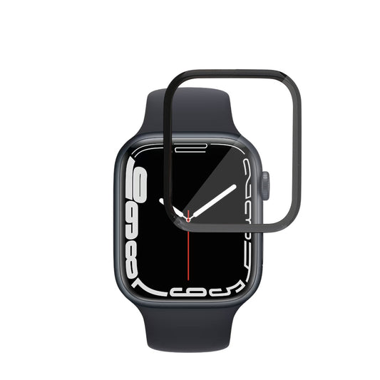Film de protection d'écran Techsuit Nano Flex pour Apple Watch Series 9 / 8 / 7 41mm, Plastique, Set de 2 pièces, Noir