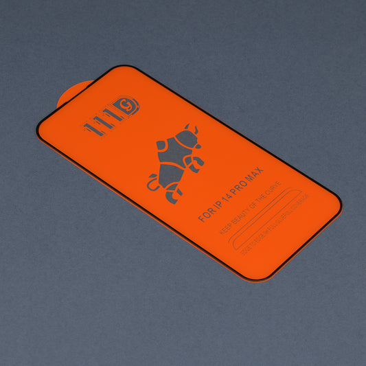 Techsuit Displayschutzfolie für Apple iPhone 14 Pro, gehärtetes Glas, Full Glue, 111D, Schwarz
