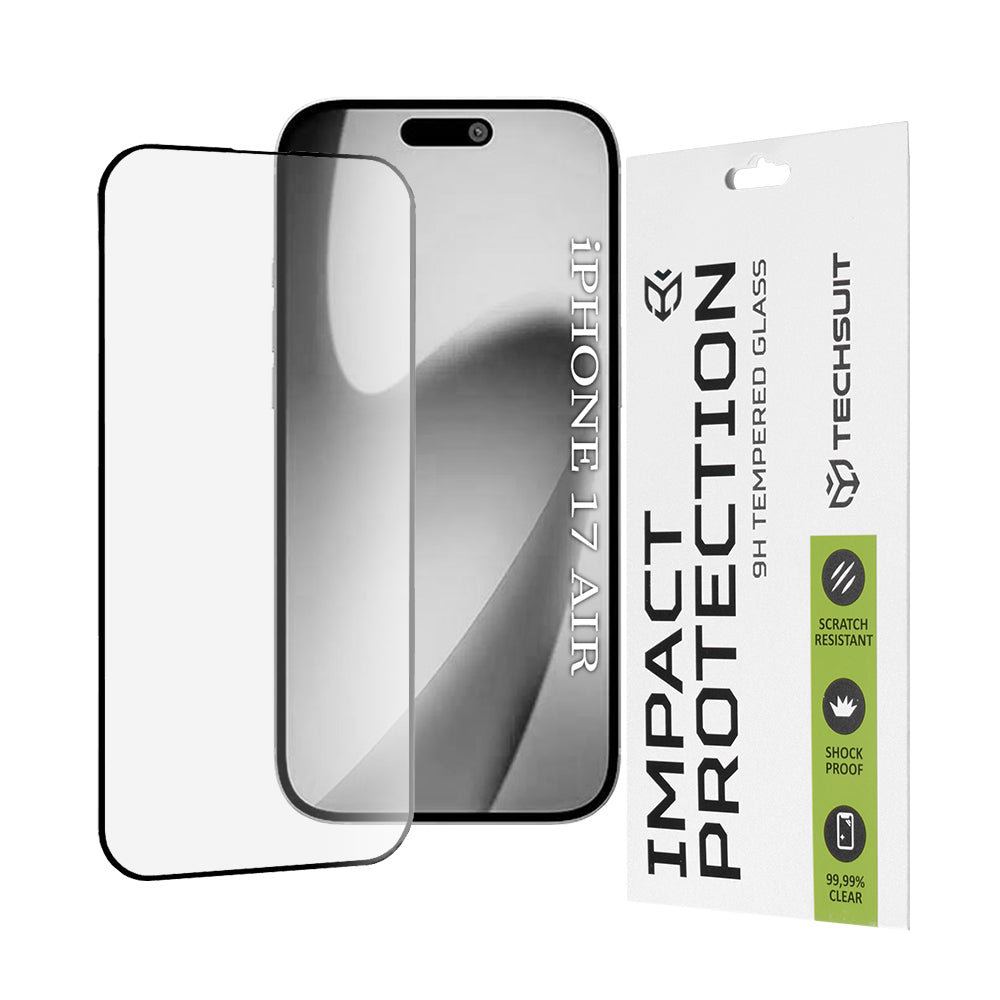 Film de protection d'écran Techsuit pour Apple iPhone 17 Air, Verre Trempé, Full Glue, 111D, Noir