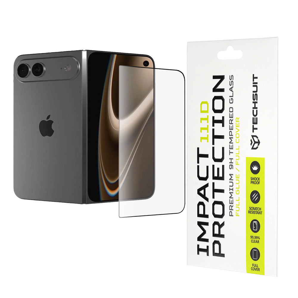 Film de protection d'écran Techsuit pour Apple iPhone Duo, Verre trempé, Full Glue, 111D, Noir