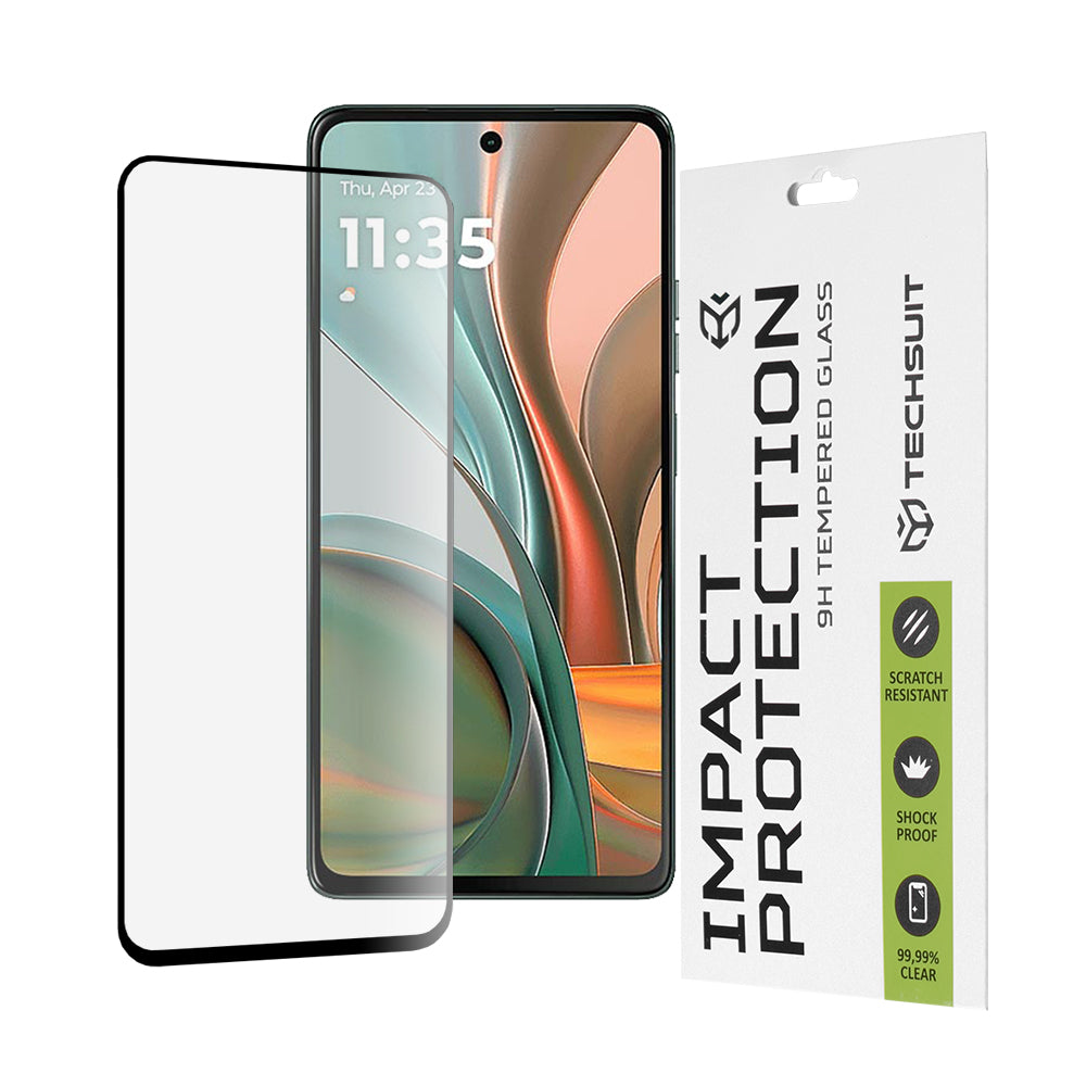 Techsuit Displayschutzfolie für Motorola Moto G75, gehärtetes Glas, Full Glue, 111D, Schwarz