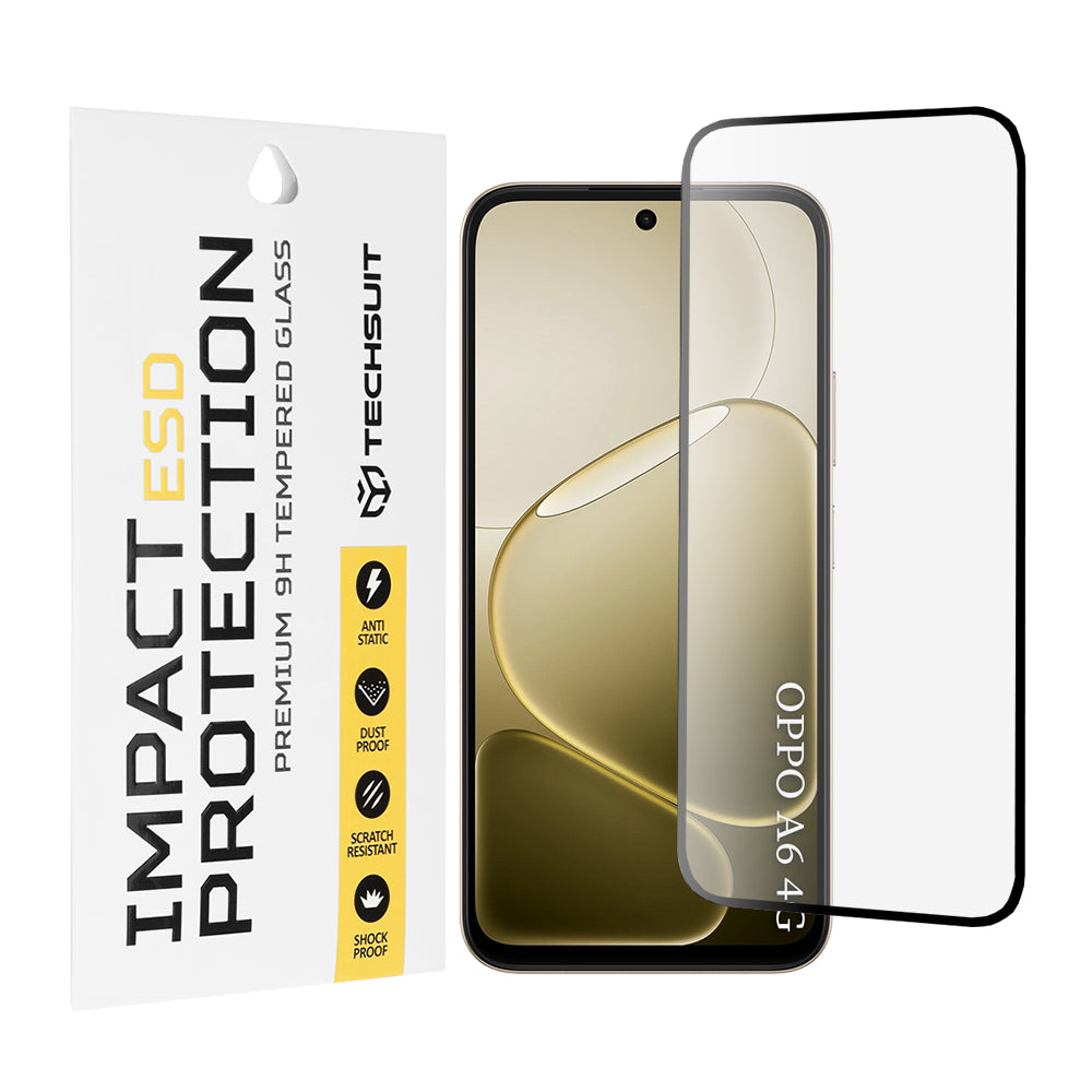 Film de protection d'écran Techsuit pour Oppo A6x 4G / A6x / A6 4G, Verre Trempé, Full Glue, Noir
