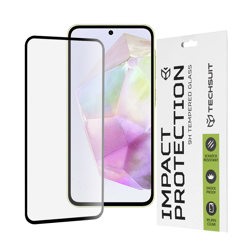 Film de protection d'écran Techsuit pour Samsung Galaxy M56 M566 / M35 / A55 5G A556 / A35 5G A356, Verre trempé, Full Glue, 111D, Noir