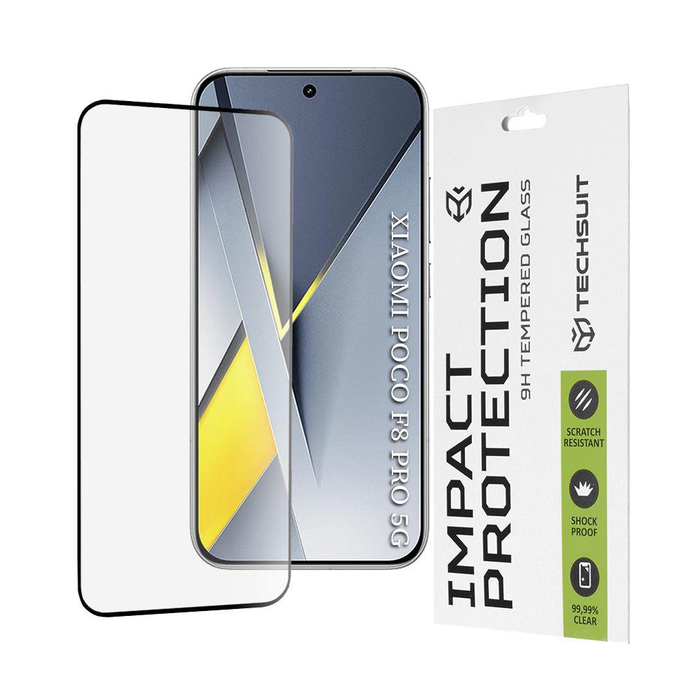 Film de protection d'écran Techsuit pour Xiaomi Poco F8 Pro, Verre Trempé, Full Glue, 111D, Noir