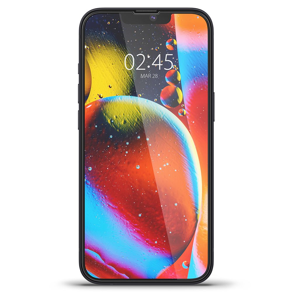 Film de protection d'écran Spigen GlastR Slim pour Apple iPhone 17e / 16e / 14 / 13 Pro, Verre Trempé, Full Glue, Noir AGL03392