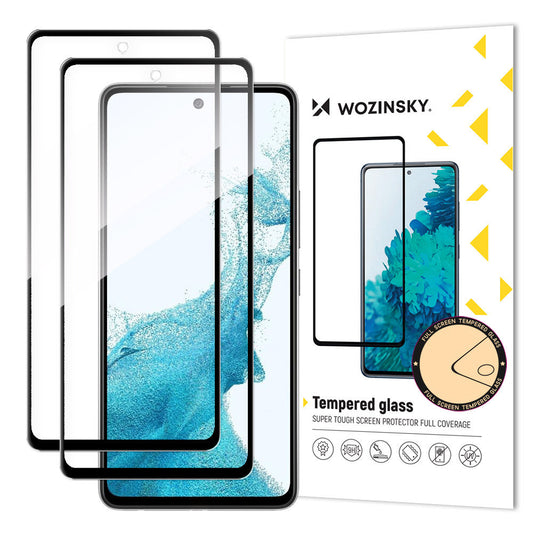 WZK Displayschutzfolie für Samsung Galaxy A53 5G A536, abgeschirmtes Glas, Vollverklebung, Set 2 Stück, Schwarz