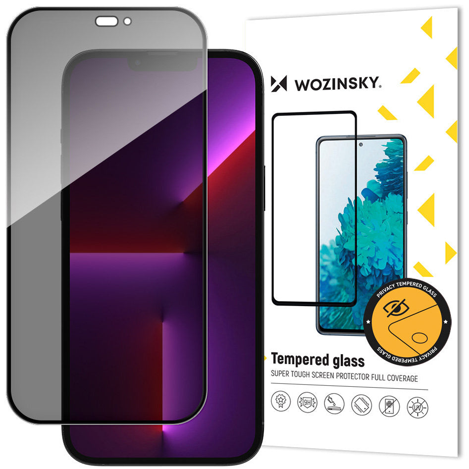 Film de protection d'écran Privacy WZK AntiSpy pour Apple iPhone 14 Pro Max, Verre Trempé, Collage Complet