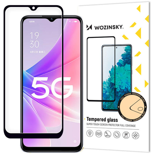 WZK Displayschutzfolie für Oppo A57 4G / A77 4G / A57s / A57e, Glasschutz, Vollverklebung, Case Friendly, Schwarz