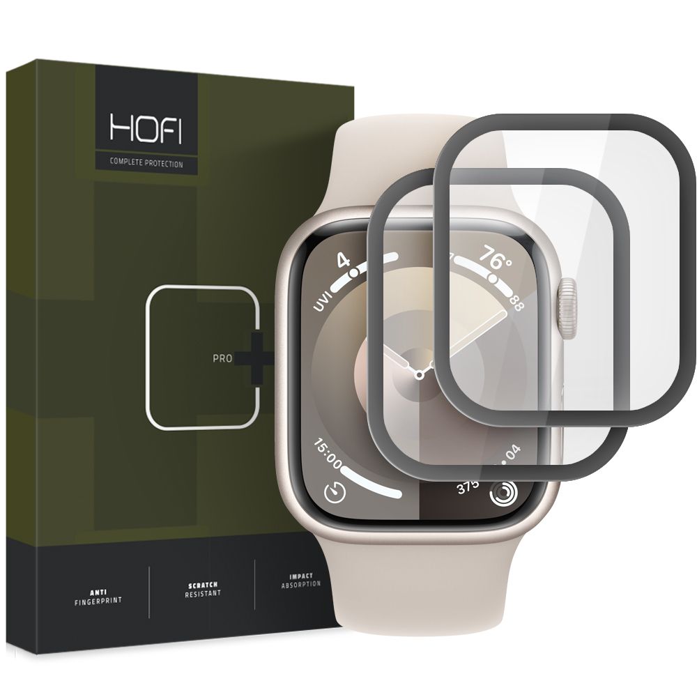 Film de protection HOFI Hybrid PRO+ pour Apple Watch 41mm Series, Lot de 2 pièces, Plastique, Noir