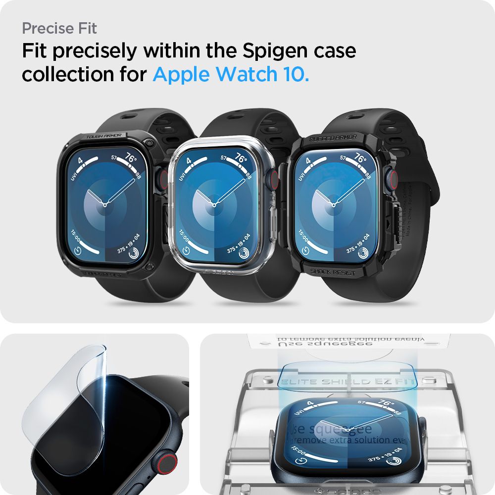 Spigen Elite Shield EZ FIT Screen Protector for Apple Watch Series 10 46mm, Set of 2 pieces, Plastic AFL08579