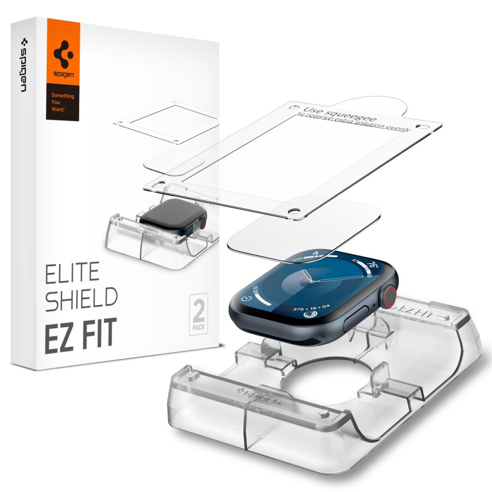 Spigen Elite Shield EZ FIT Screen Protector for Apple Watch Series 10 46mm, Set of 2 pieces, Plastic AFL08579
